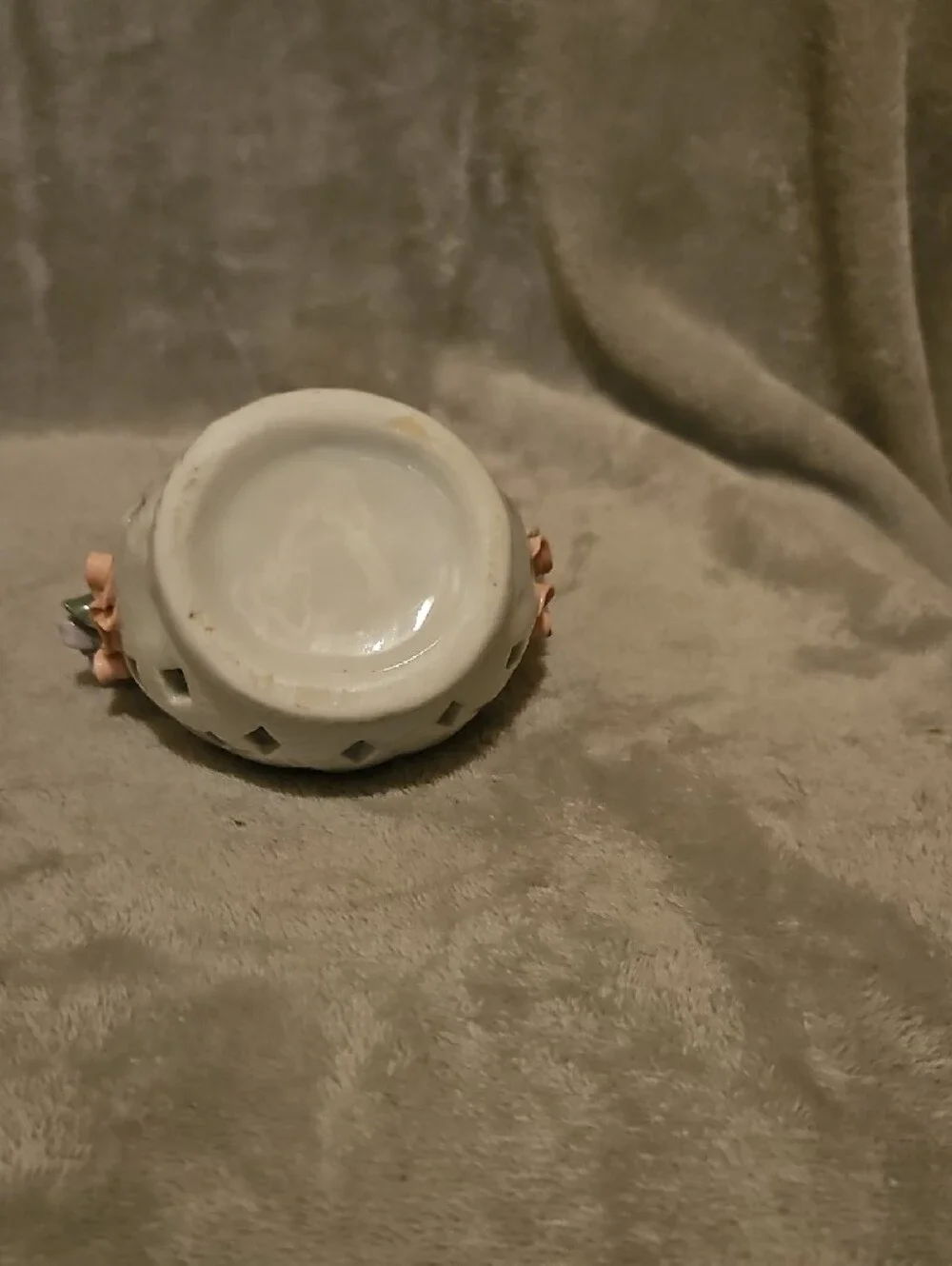 Porcelain Floral Basket Decorative Accent - White